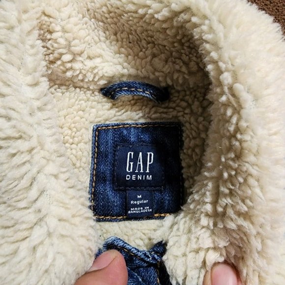 Gap Denim Girl's Blue Trucker Sherpa Jacket Size Medium - Picture 5 of 10
